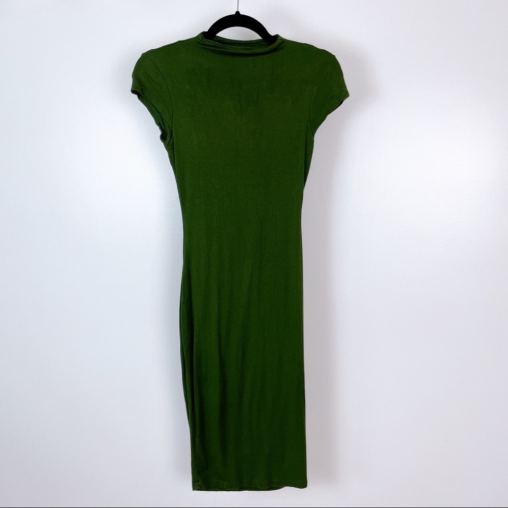WINDSOR Forest Green Cap Sleeve Bodycon Midi Dress S